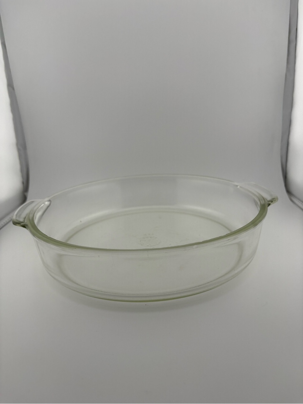 Vintage Pyrex Clear Round Glass Baking Dish with Handles 9 inch